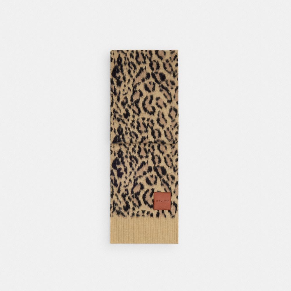 Coach Leopard Print Muffler Tan