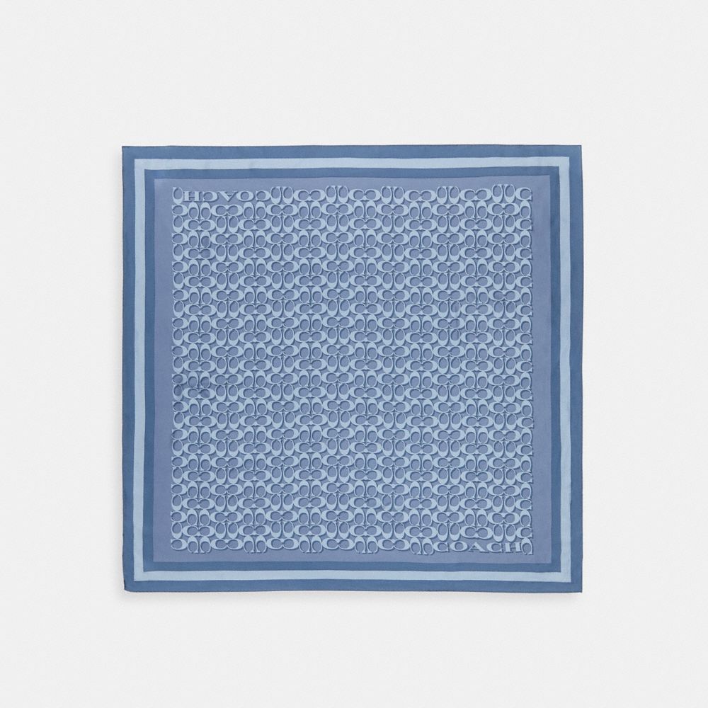 Coach Signature Silk Square Scarf Light Denim
