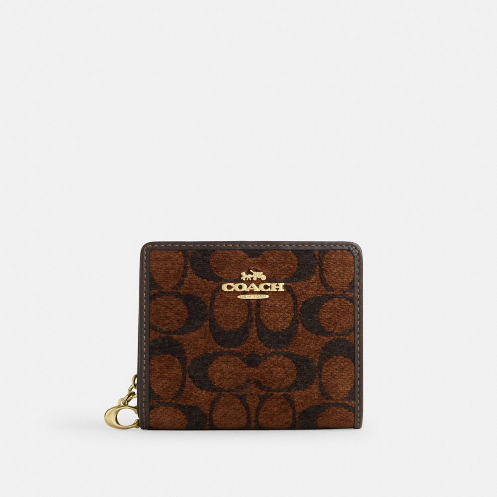 Coach Snap Wallet In Signature Chenille Gold Truffle
