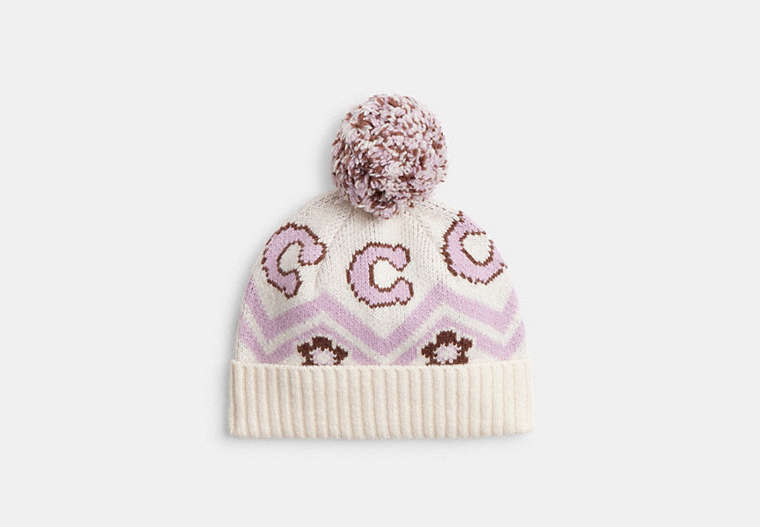 Fair Isle Print Knit Beanie