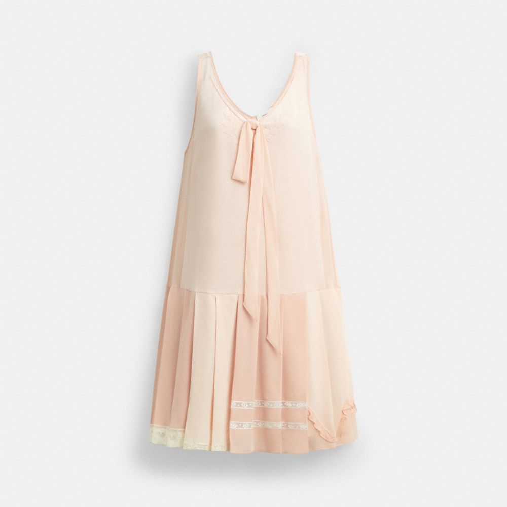 Coach Pleated Bow Dress Pink