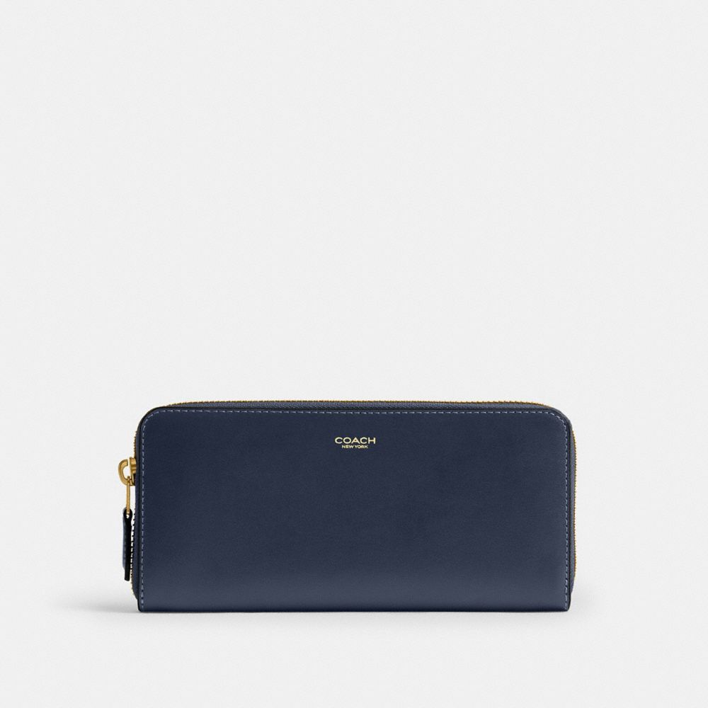 Coach New York Slim Accordion Zip Wallet Brass Navy