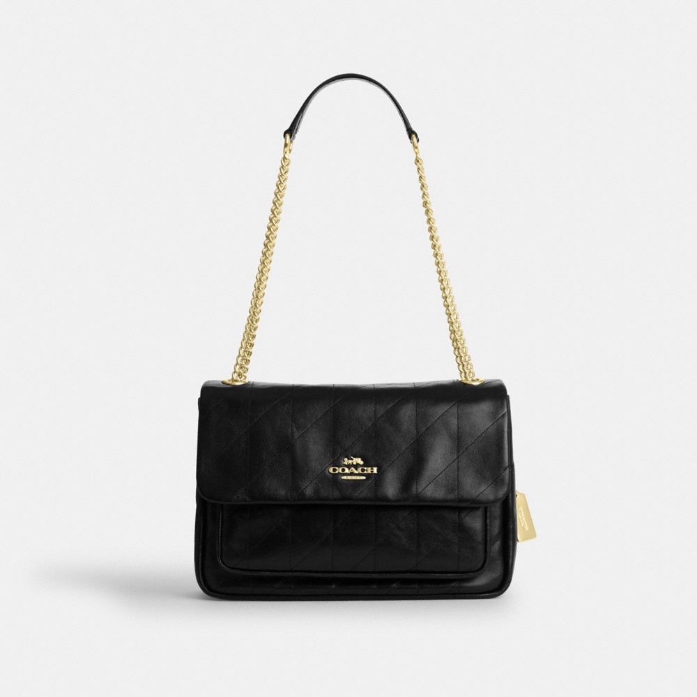 Coach Elodie Crossbody Bag With Quilting Gold Black