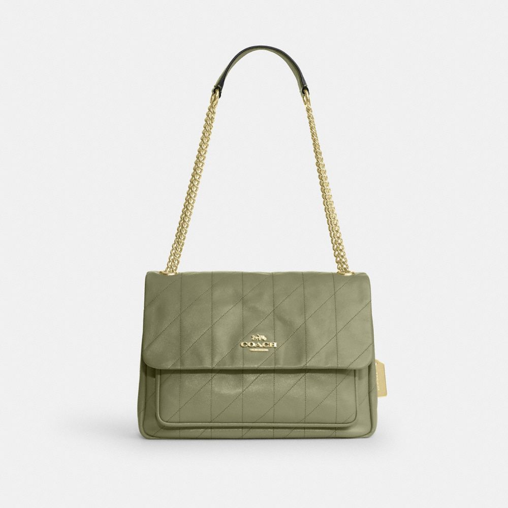 Coach Elodie Crossbody Bag With Quilting Gold Pistachio