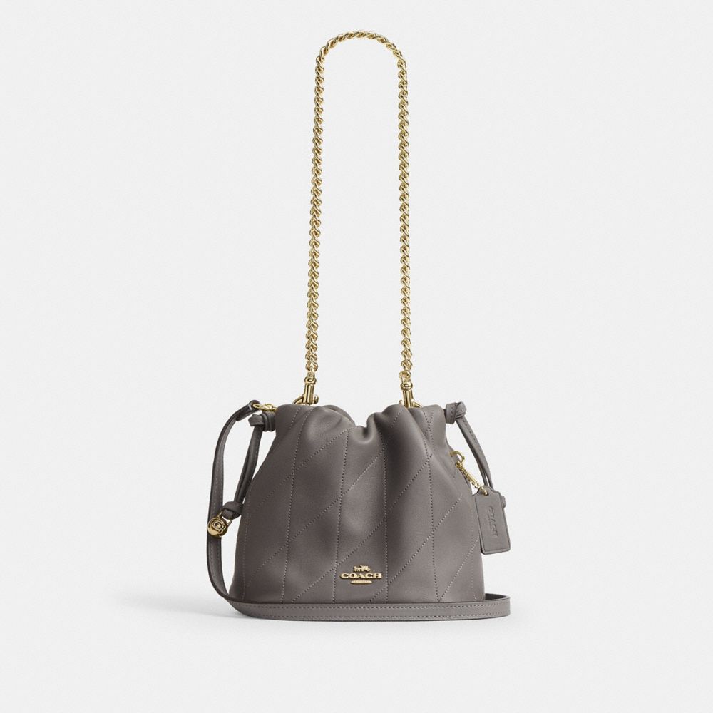 Coach Faye Mini Drawstring Bag With Quilting Gold Slate