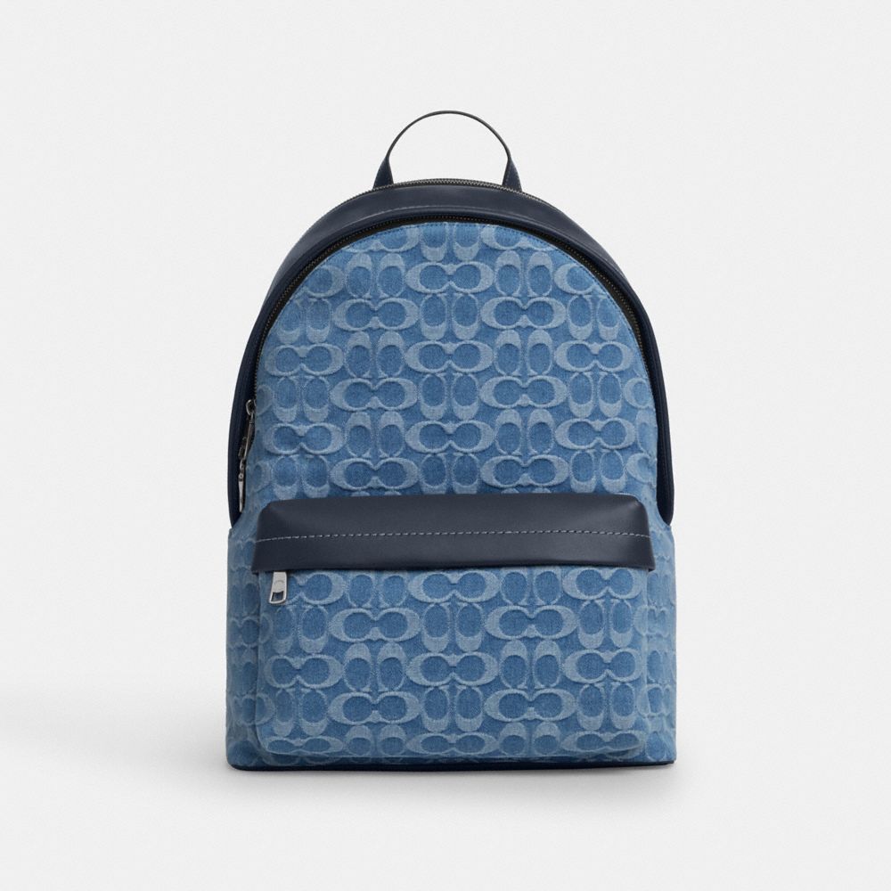 Coach Taylor Backpack In Signature Denim Silver Denim
