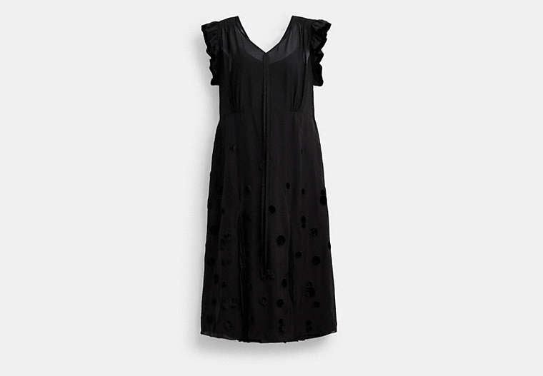 V-Neck Dress With Velvet Dots