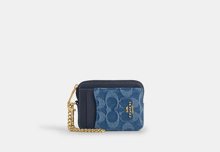Zip Card Case In Signature Denim