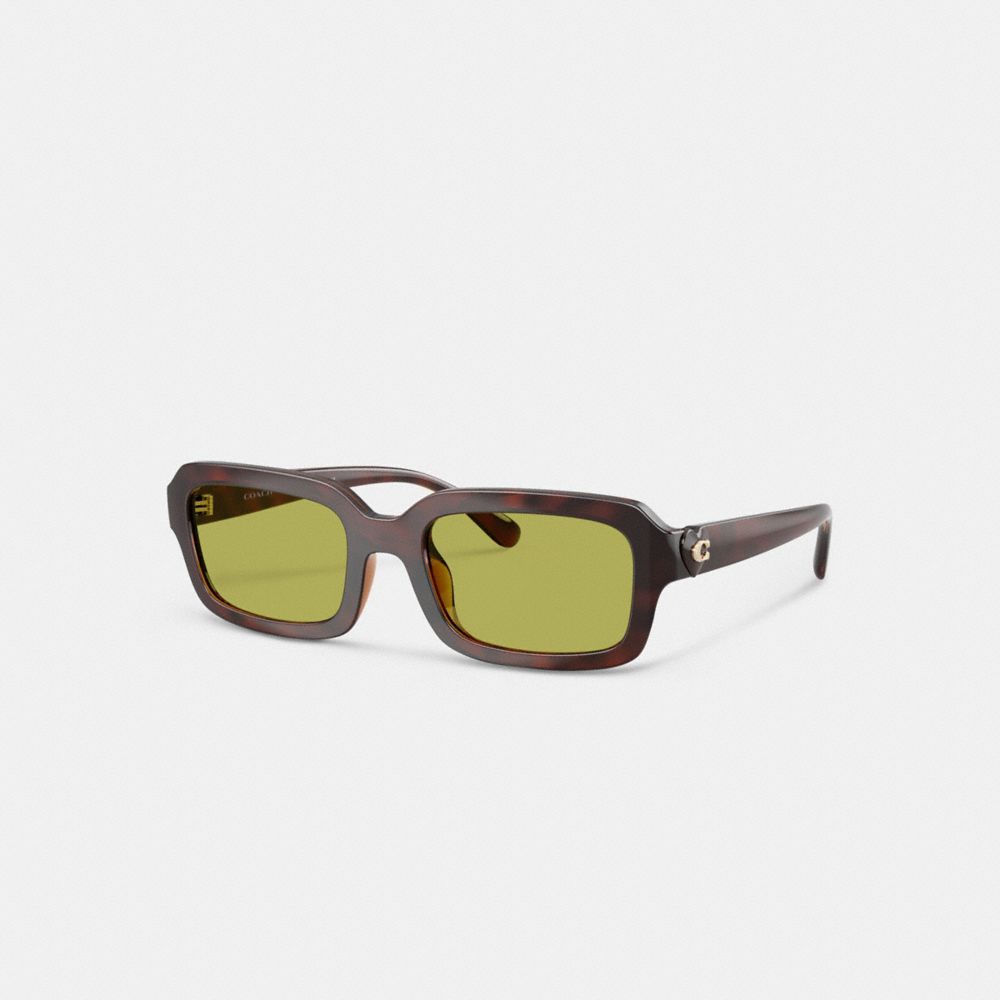 Coach C Heart Narrow Square Sunglassses Dark Tortoise