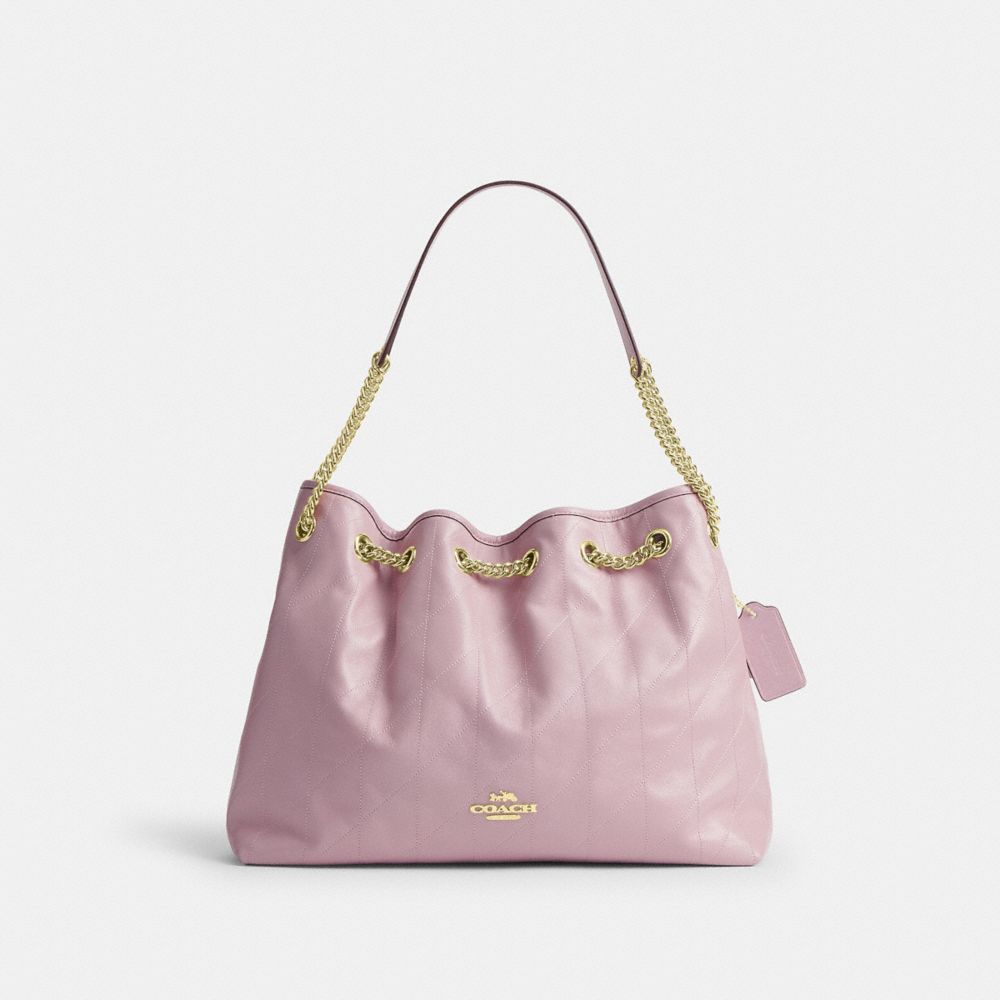 Coach Evelyn Shoulder Bag With Quilting Gold Carnation