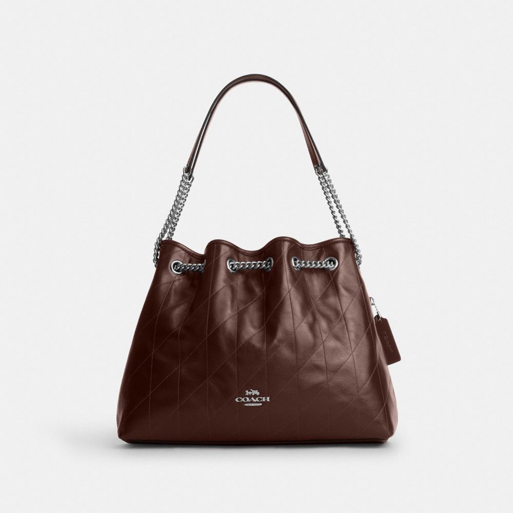 Coach Evelyn Shoulder Bag With Quilting Silver Maple