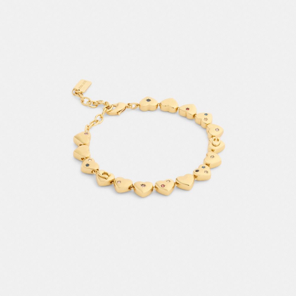 Coach Heart Linear Bracelet Gold Multi