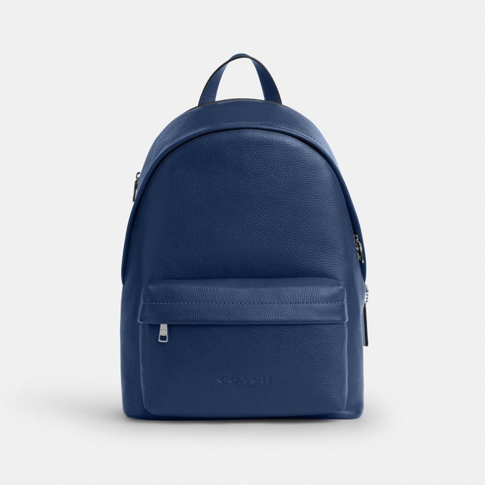 Coach Taylor Backpack Silver Deep Blue