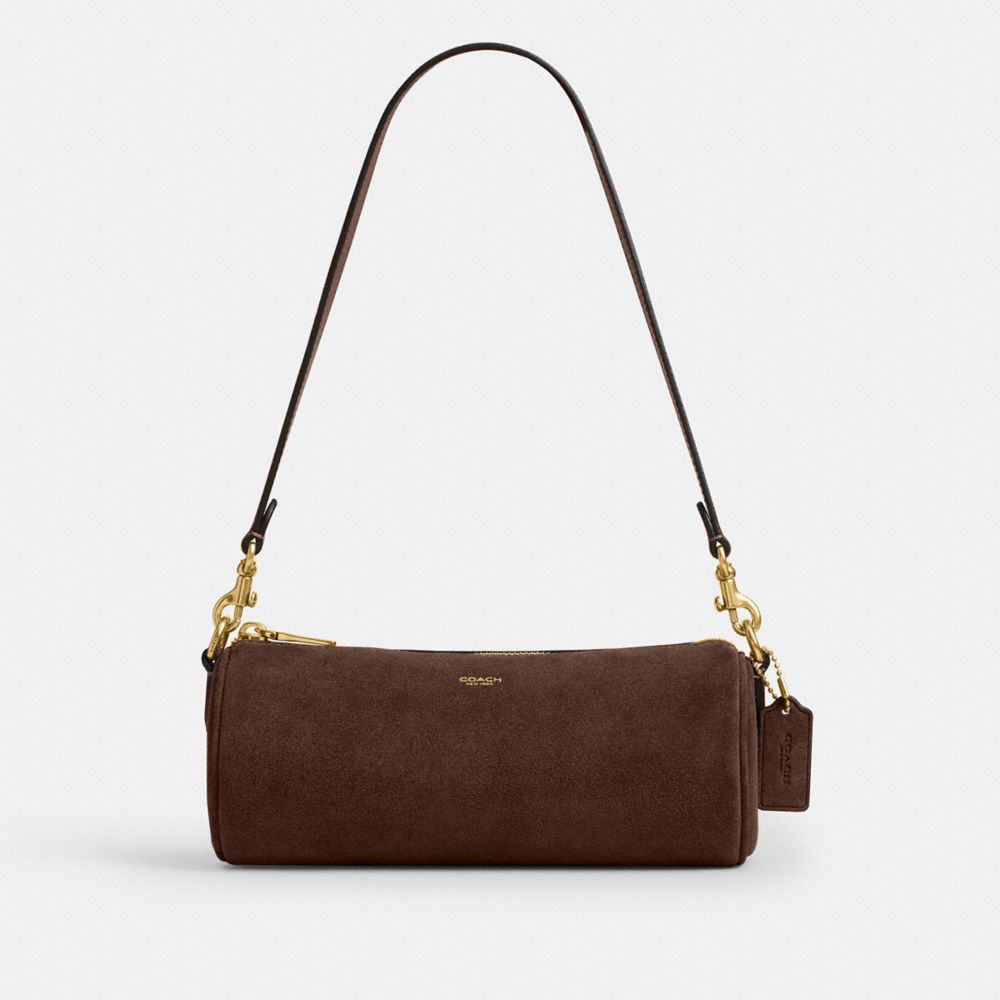 Coach Barrel Bag Brass Dark Chocolate