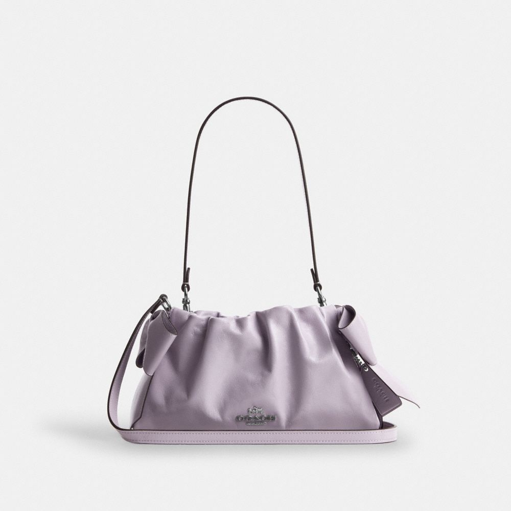 Coach Faye Shoulder Bag With Bows Silver Light Amethyst