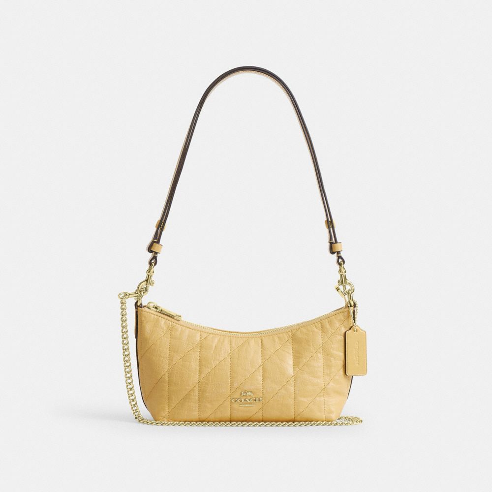 Coach Caitlin Shoulder Bag With Quilting Gold Soft Yellow