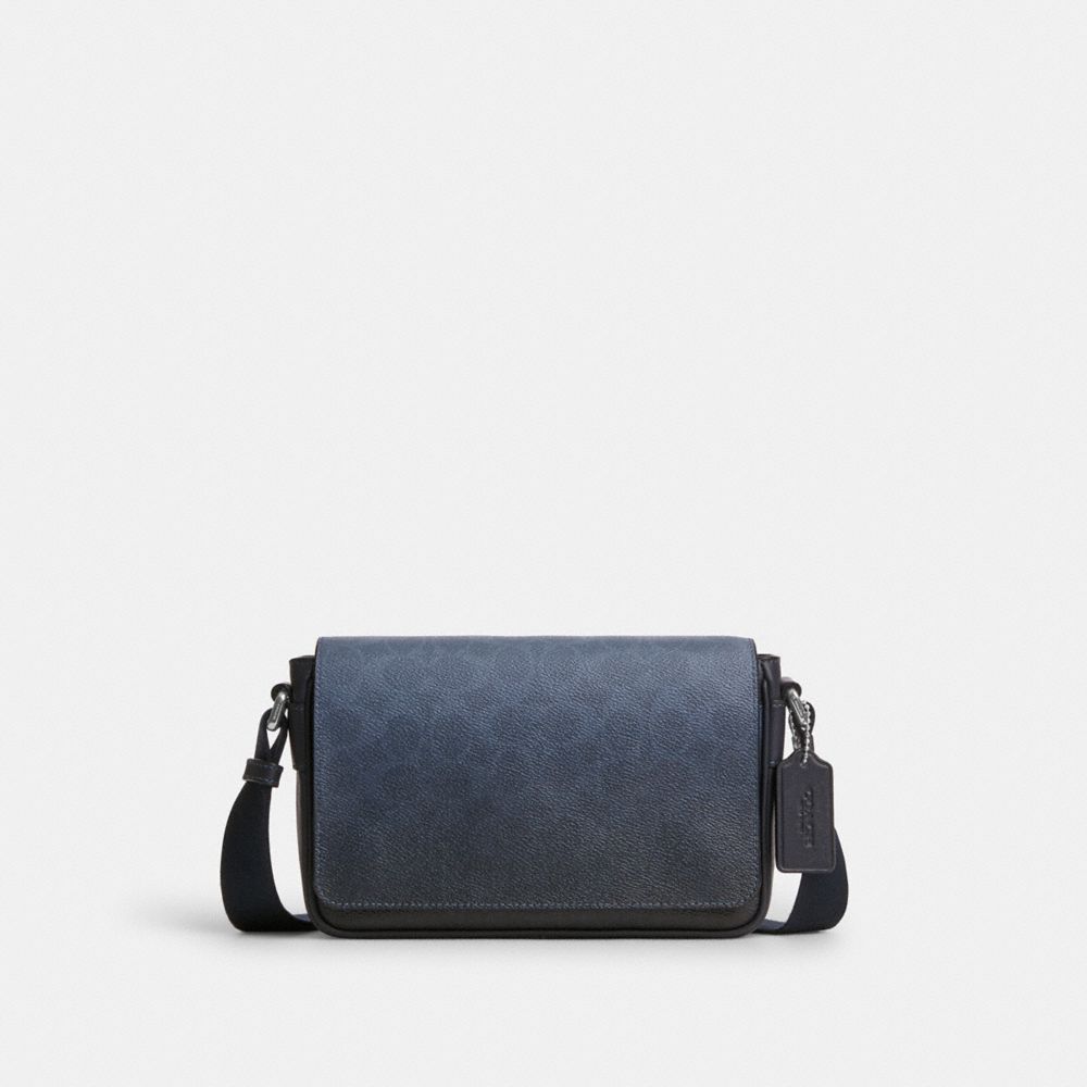 Coach Jack Small Flap Crossbody Bag In Ombre Signature Canvas Silver Blue