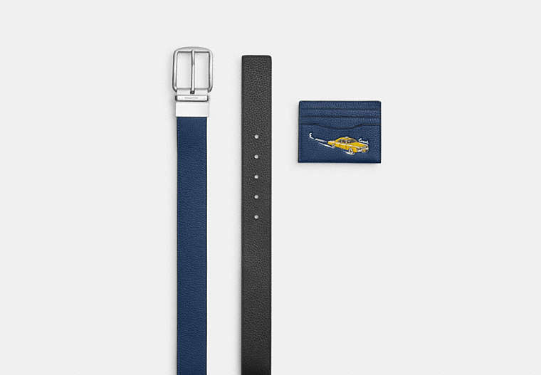 Boxed Card Case And Belt Set With Car Print