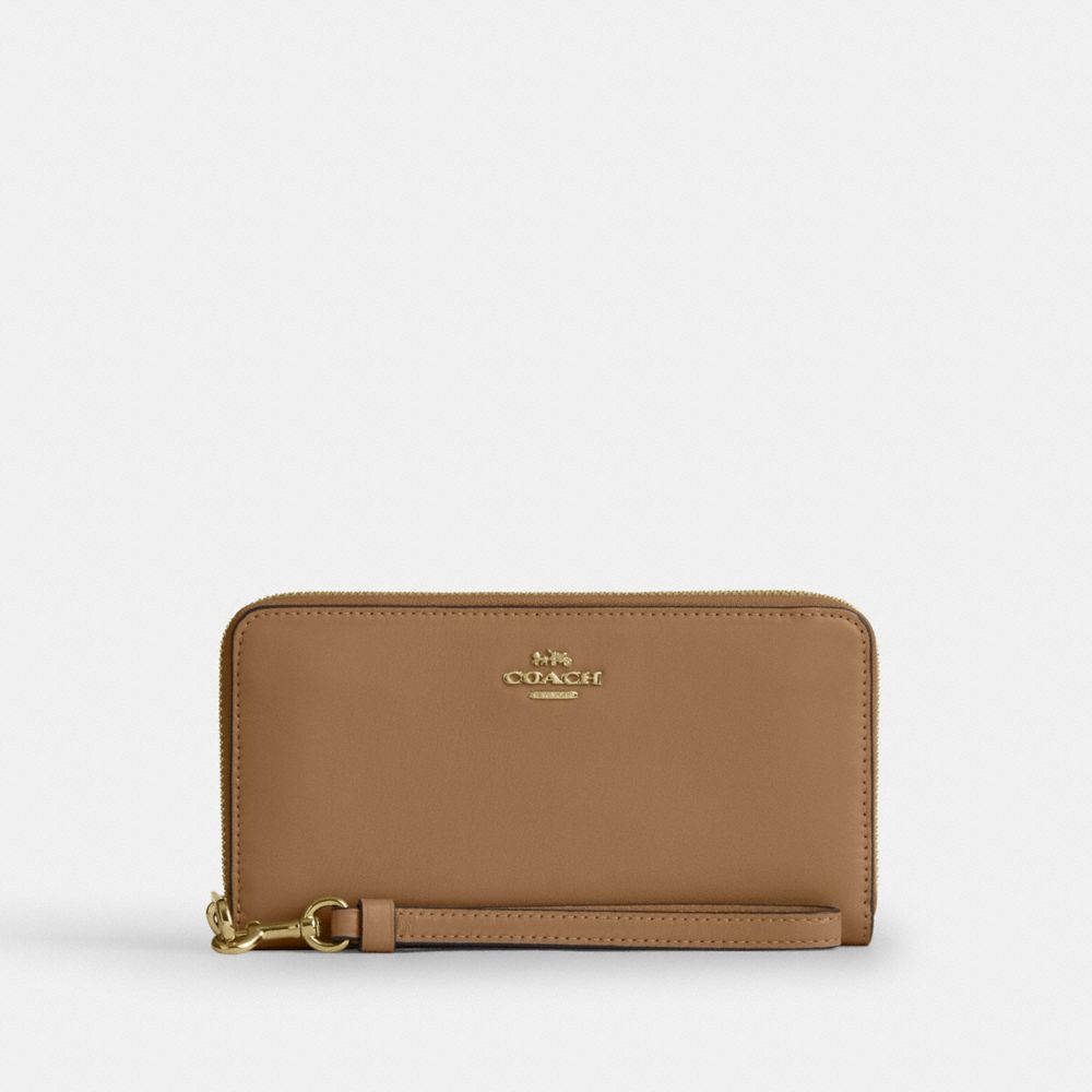 Coach Long Zip Around Wallet Gold Sandy Beige