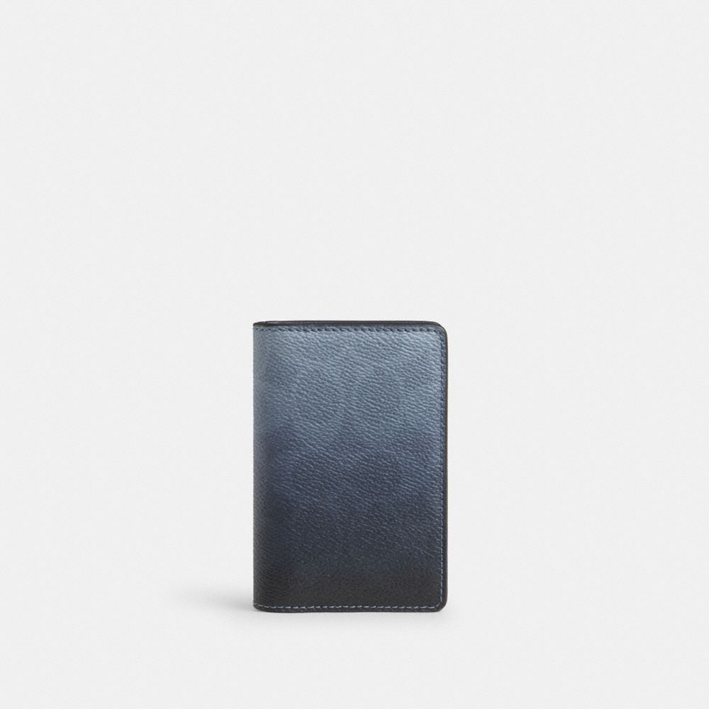 Coach Id Card Wallet In Ombre Signature Canvas Blue