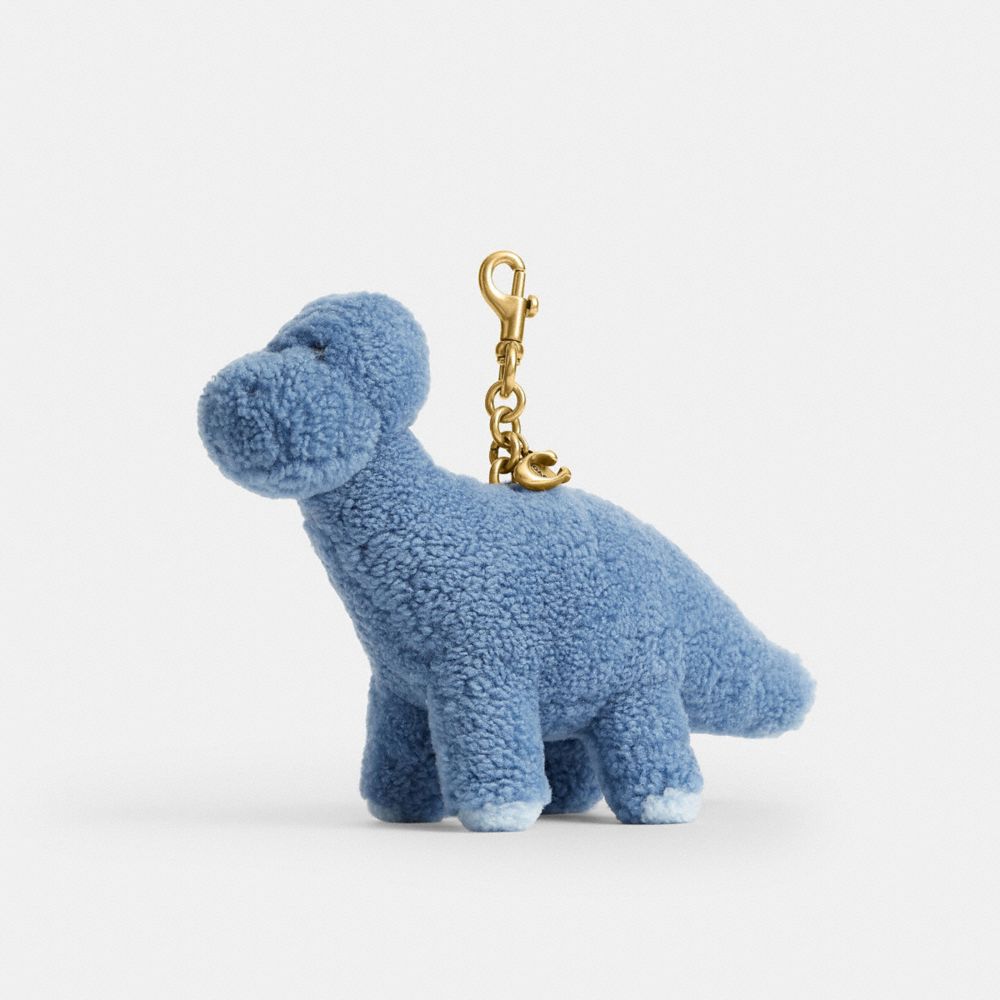 Coach Rexy 10th Birthday Buddy Dinosaur Bag Charm In Shearling Brass Blue Multi