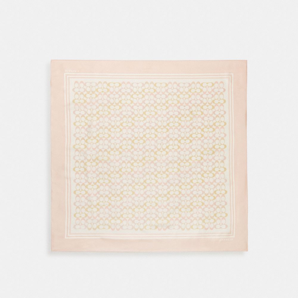 Coach Signature Silk Square Scarf Chalk Pink