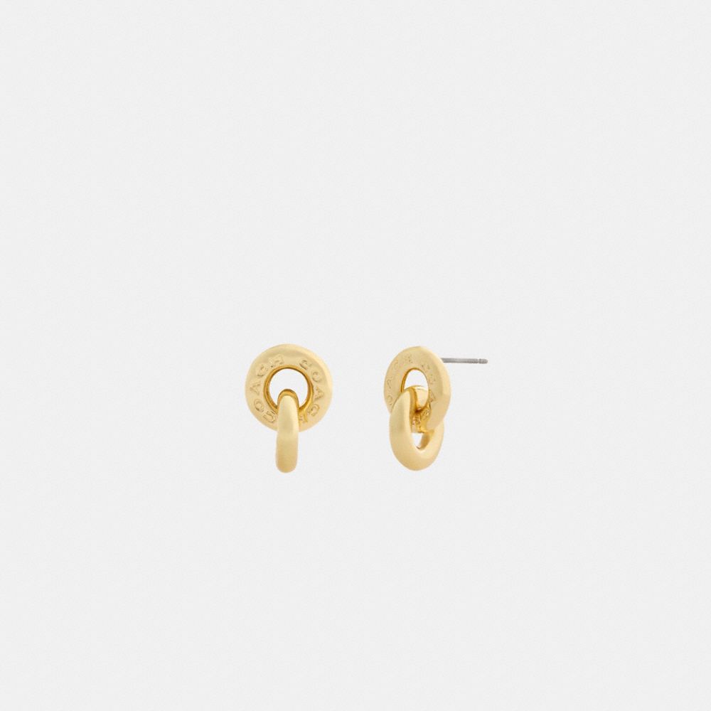 Coach Interlock Drop Earrings Gold