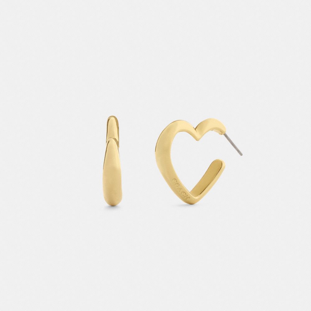 Coach Heart Hoop Earrings Gold