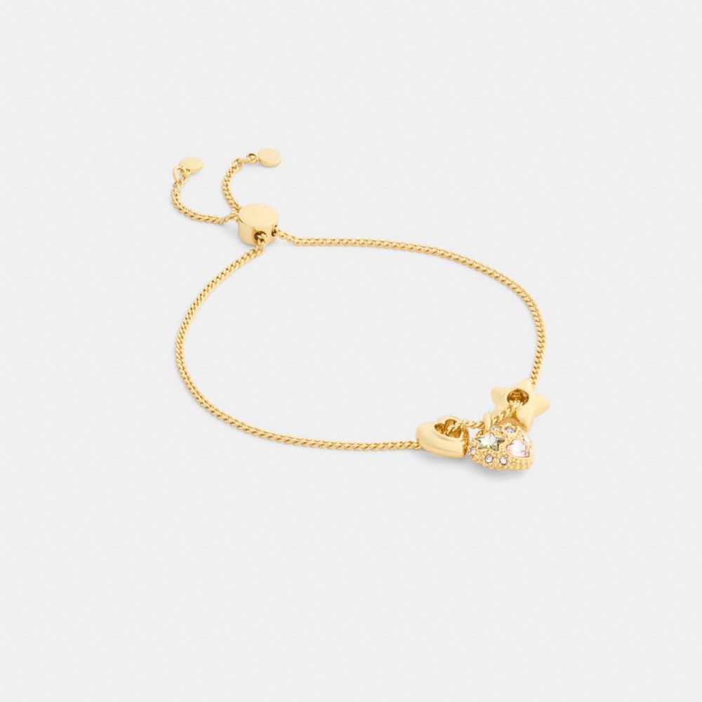 Coach Stars And Hearts Rondell Slider Bracelet Gold