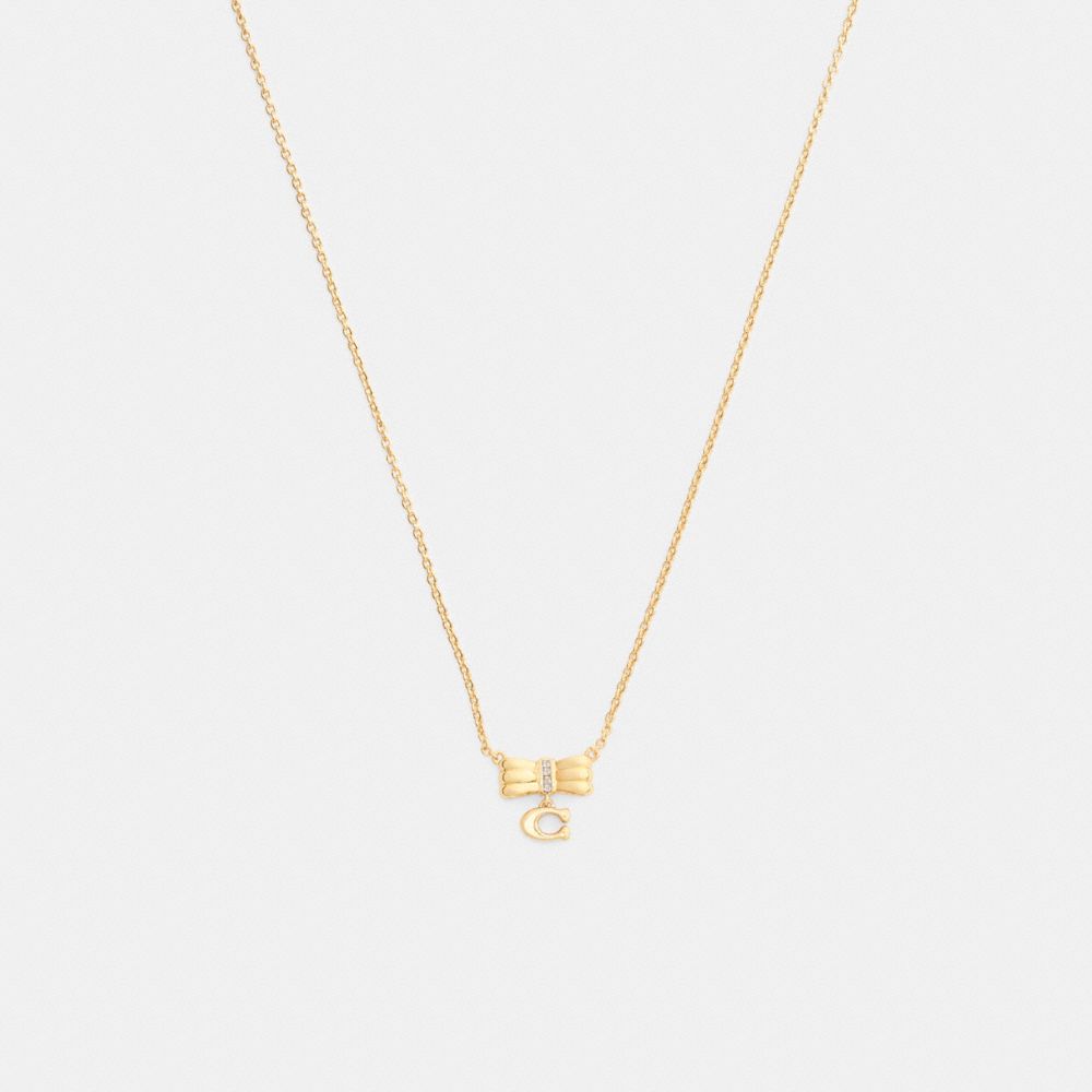 Coach Signature Bow Pendant Necklace Gold