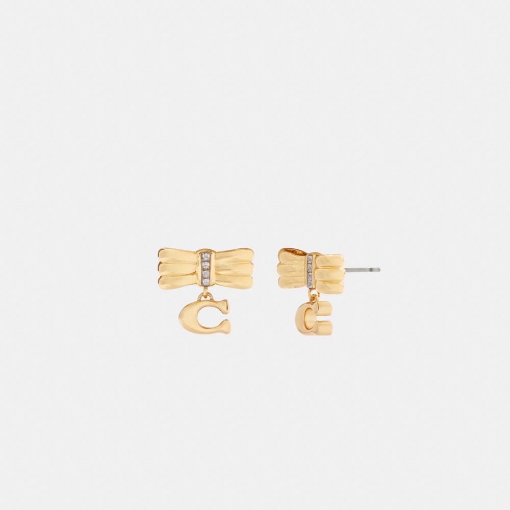 Coach Signature Bow Stud Earrings Gold