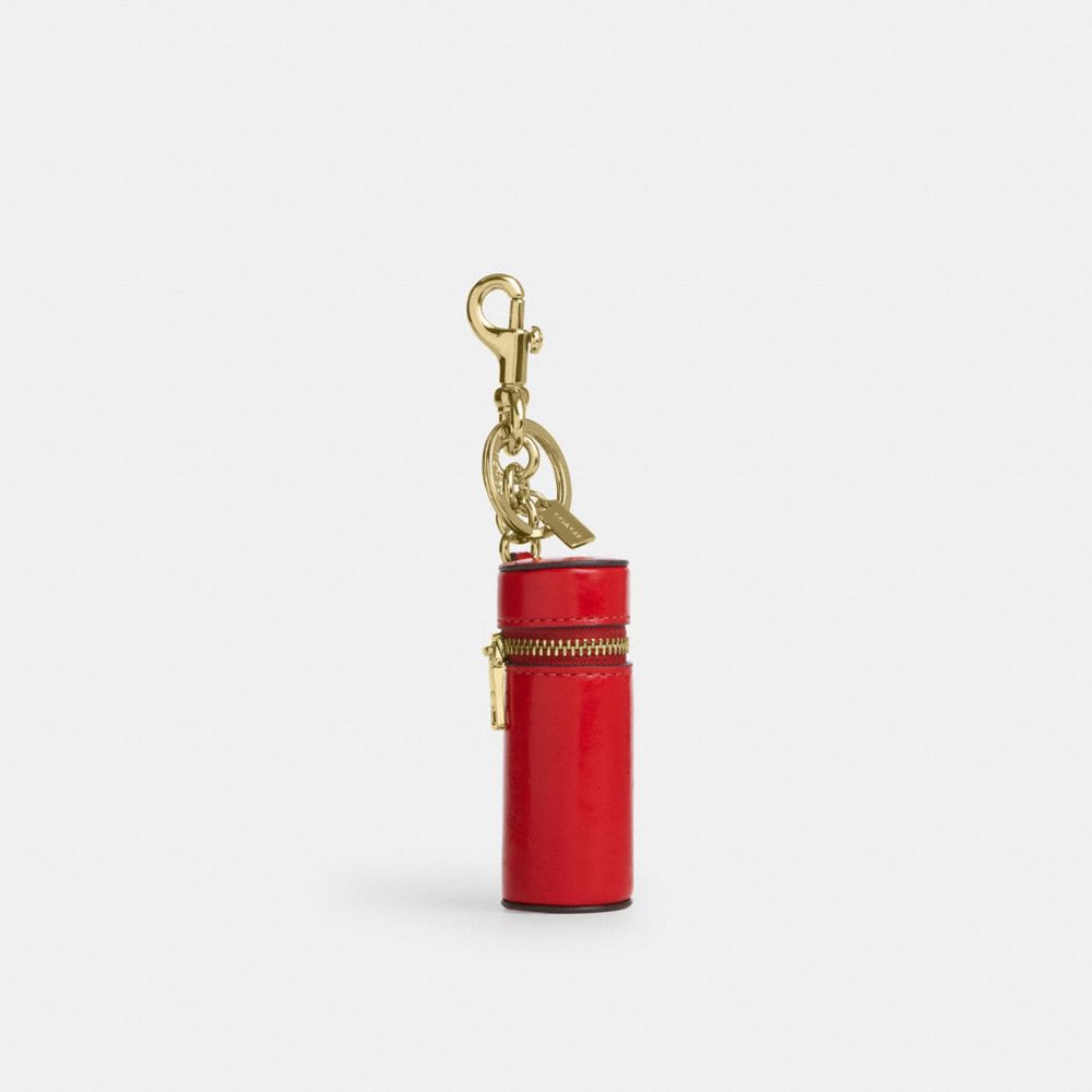 Coach Lipstick Case Bag Charm Gold Bright Cherry