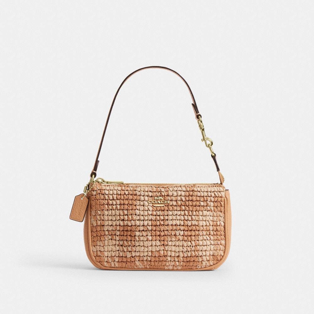 Coach Nolita 19 With Gingham Print Gold Tan
