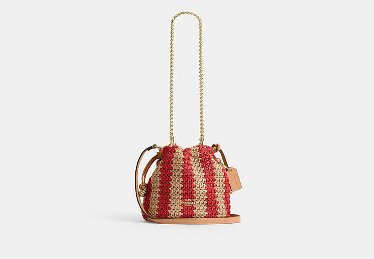 Faye Mini Drawstring Bag With Stripes