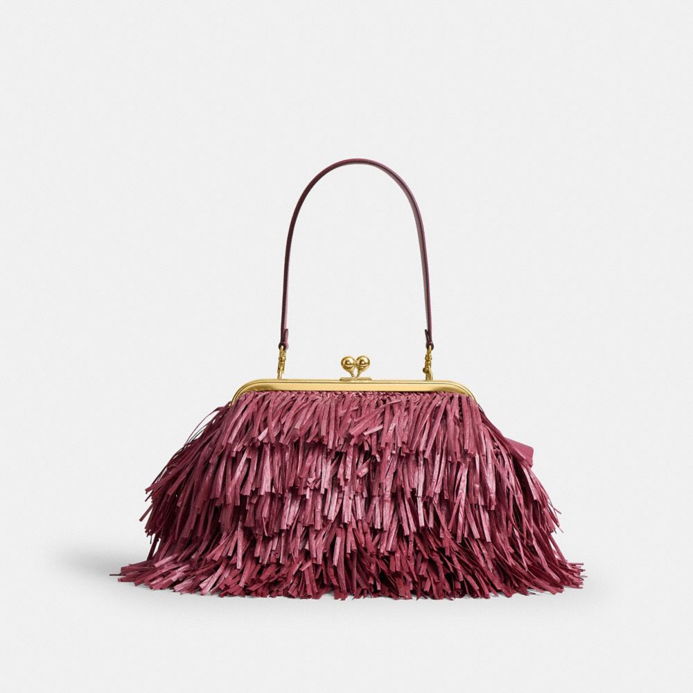 Coach Kisslock Frame Bag 27 Brass Dark Fuchsia