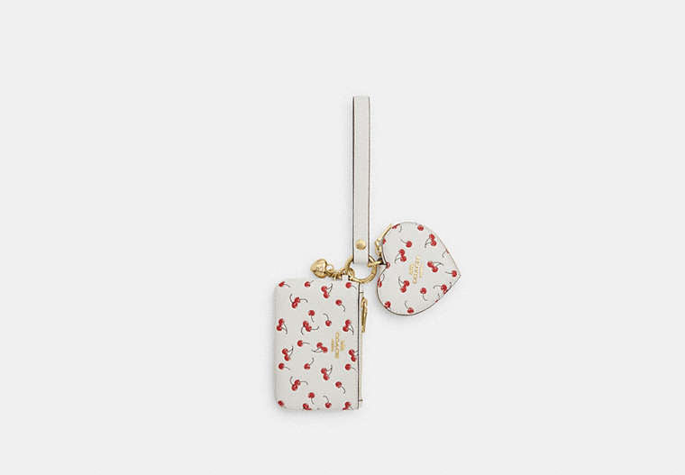 Wristlet And Heart Pouch With Cherry Print And Charm