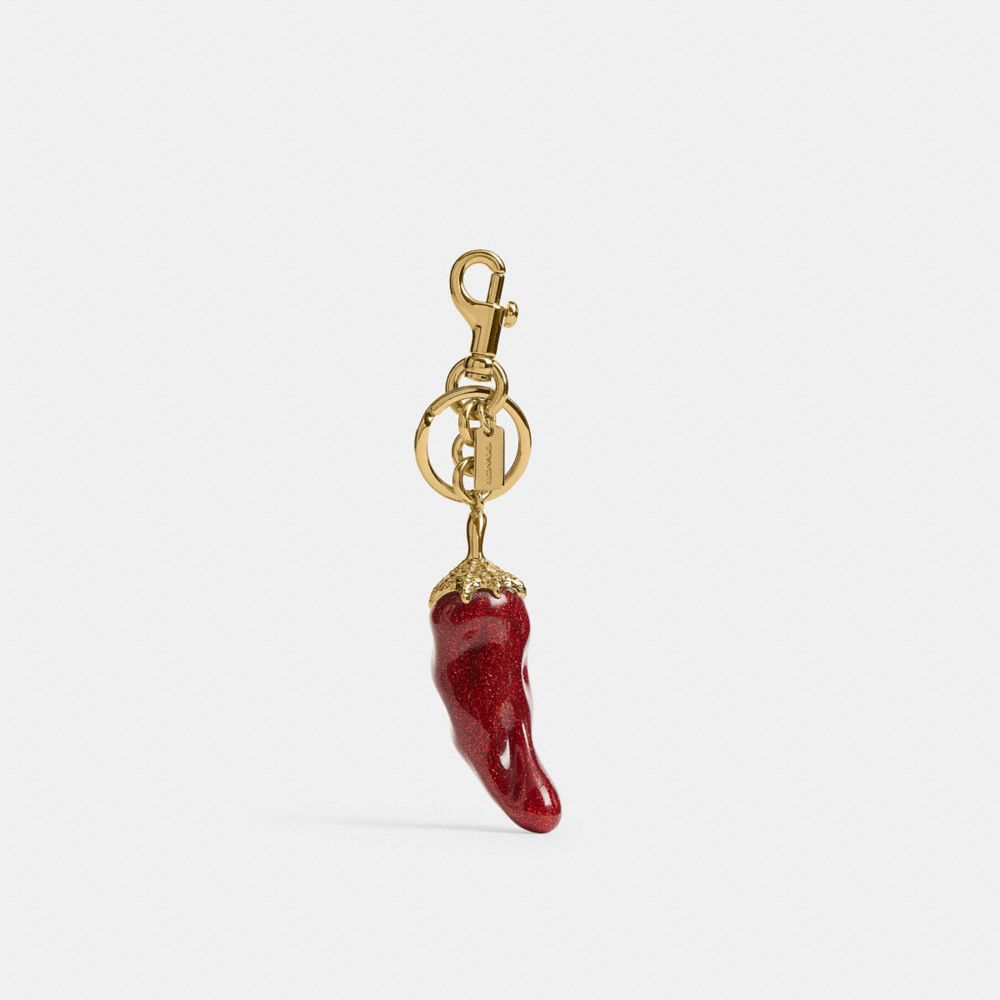 Coach Chili Pepper Bag Charm Brass Red