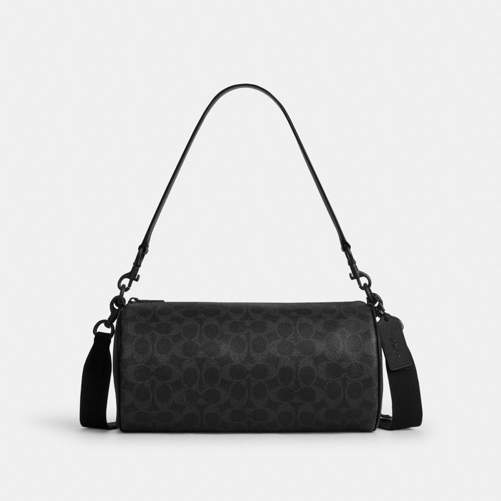 Coach Andre Barrel Bag 30 In Signature Canvas Matte Black Black Signature