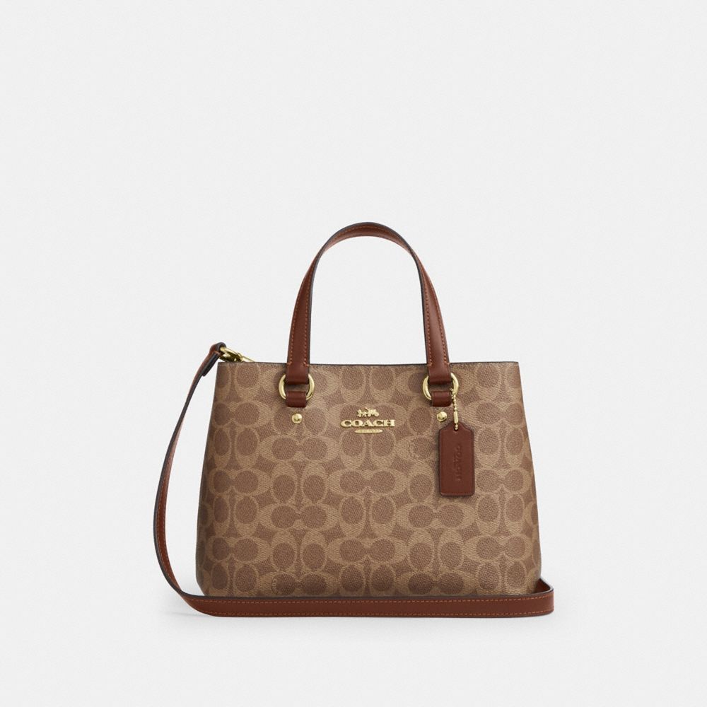 Coach Station Carryall Bag In Signature Canvas Gold Tan Brown