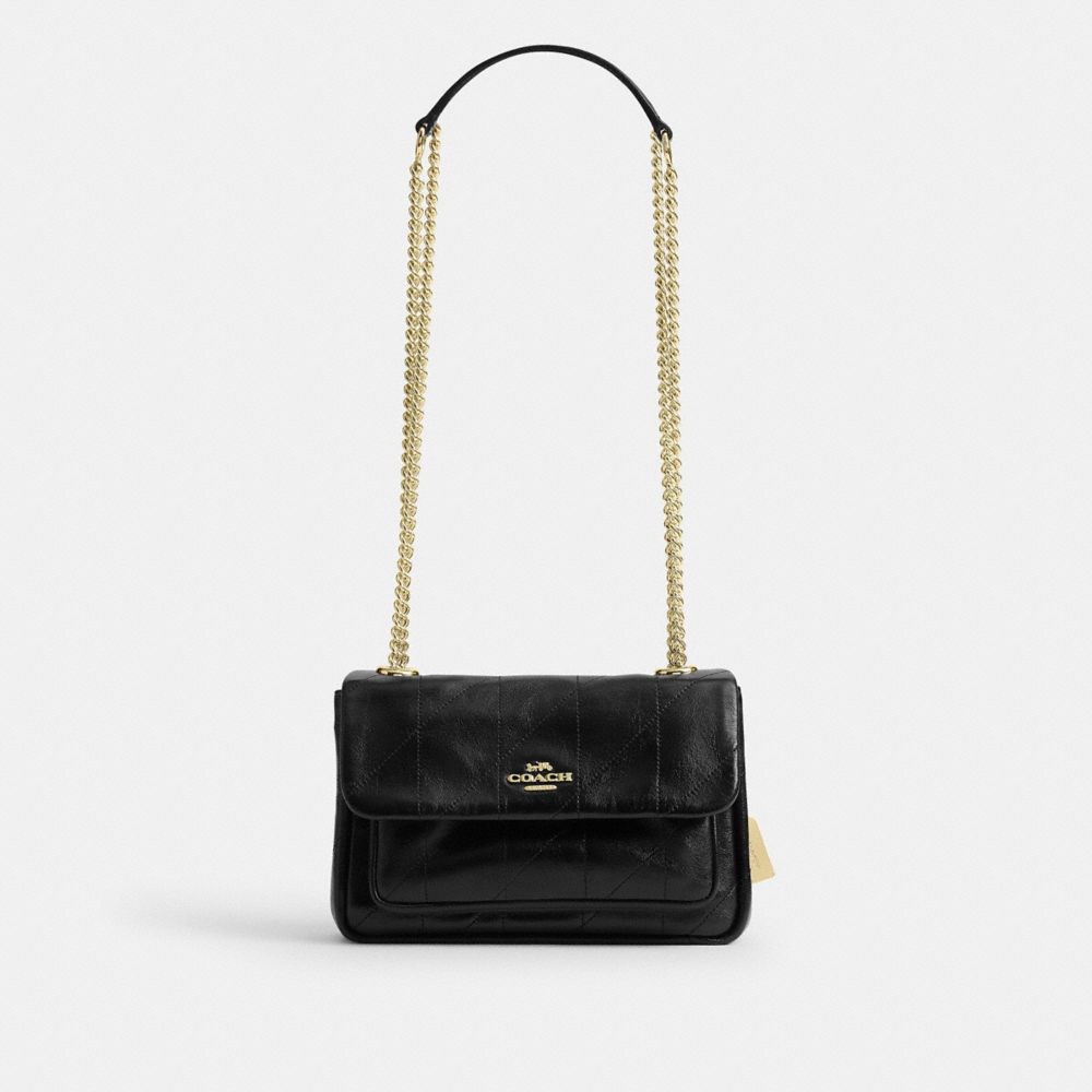 Coach Elodie Crossbody Bag 18 With Quilting Gold Black