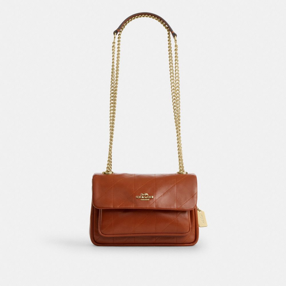 Coach Elodie Crossbody Bag 18 With Quilting Gold Cinnamon