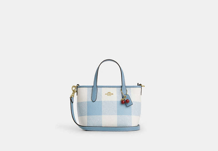 City Mini Tote Bag With Gingham Print And Charm