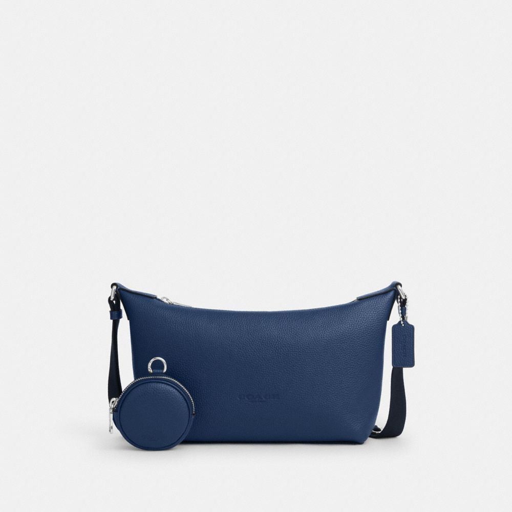 Coach Small Finn Crossbody Bag With Pouch Silver Deep Blue