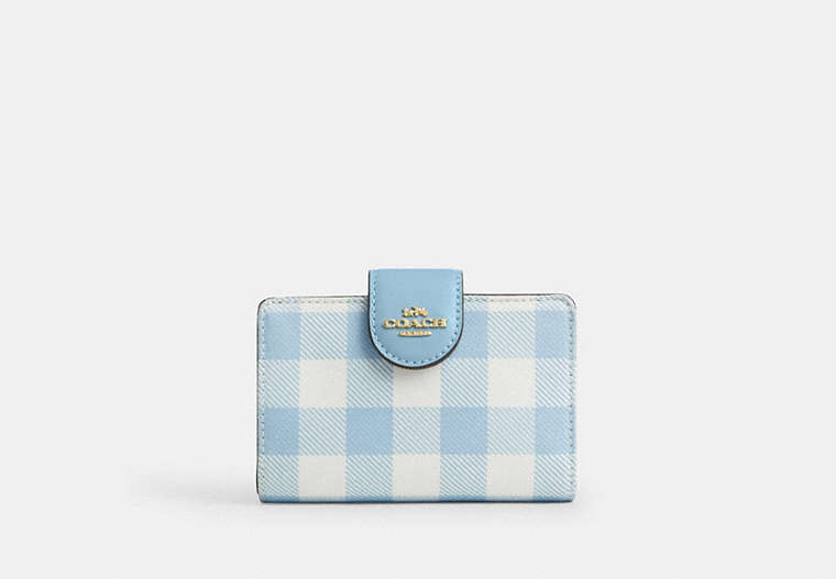 Medium Corner Zip Wallet With Gingham Print