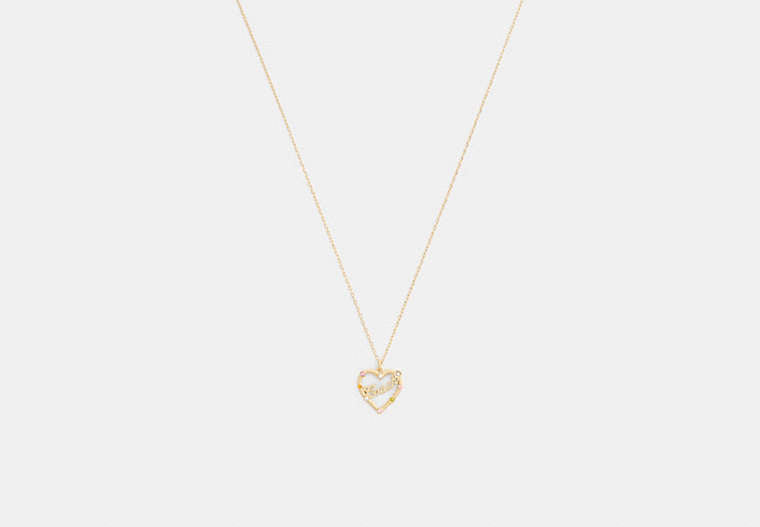 Coach Script Heart Pendant Necklace