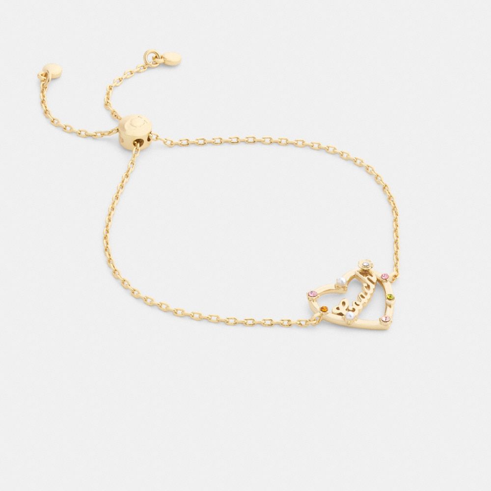 Coach Coach Script Heart Slider Bracelet Gold Multi