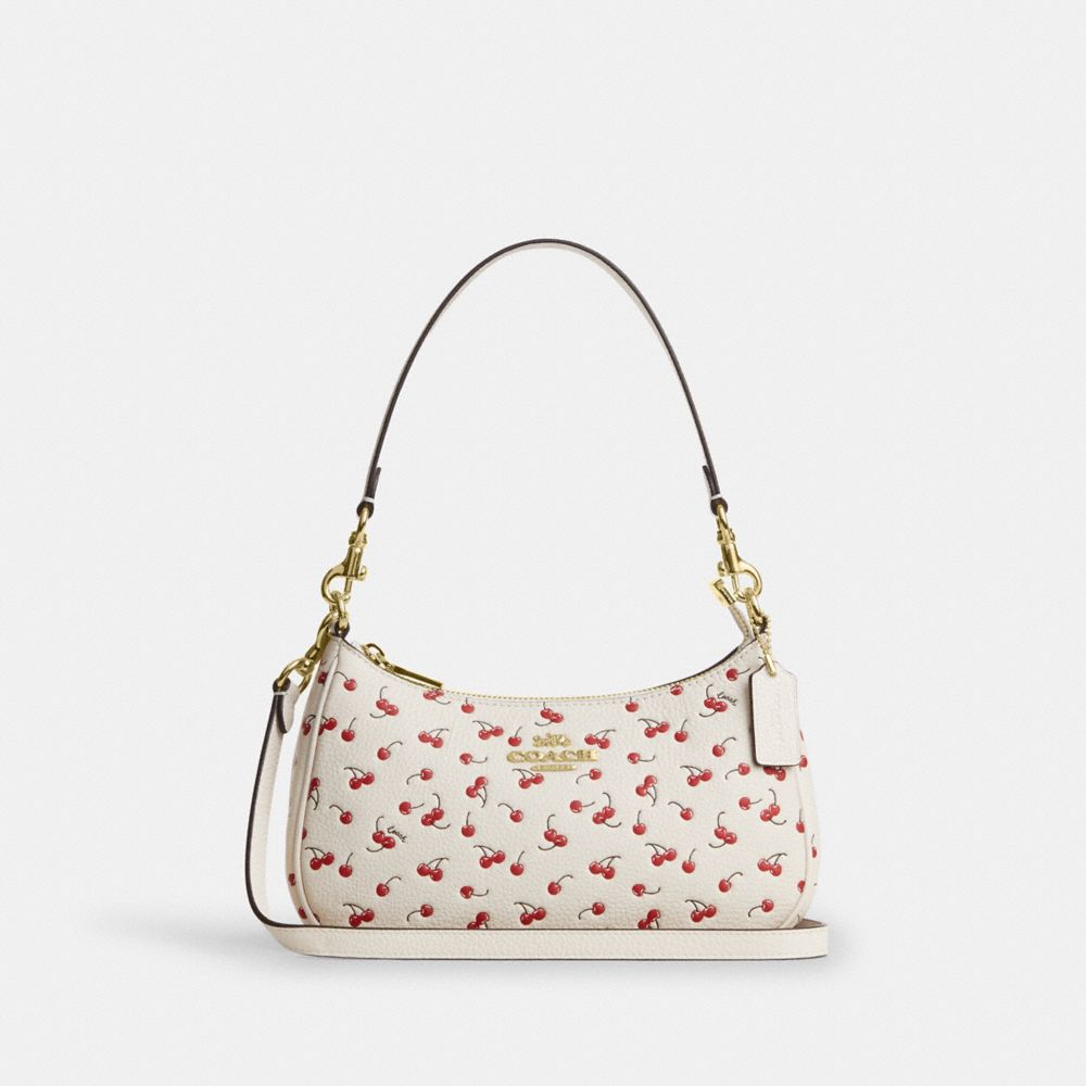 Coach Teri Shoulder Bag With Cherry Print Gold Chalk Multi
