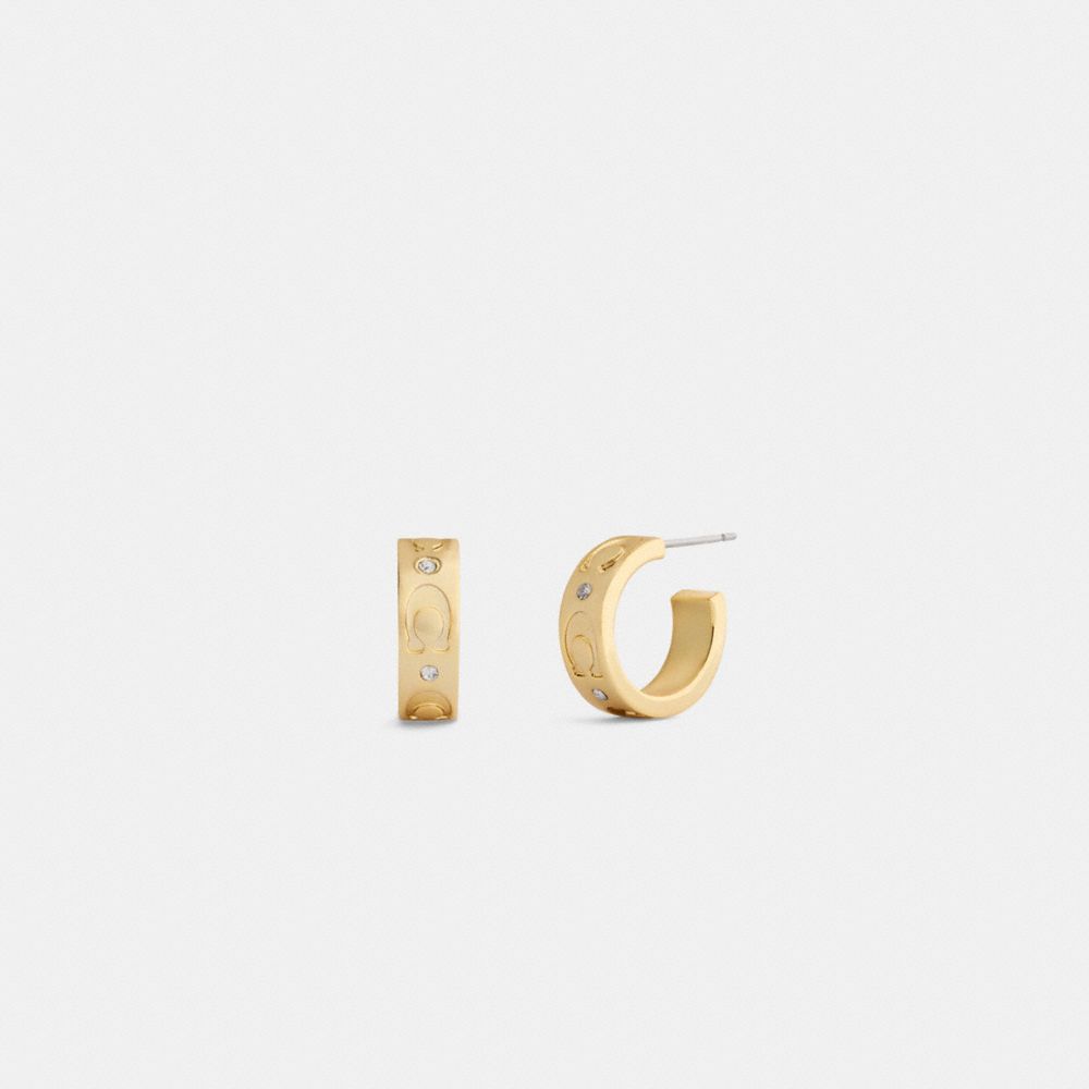 Coach Repeated C Huggie Earrings Gold