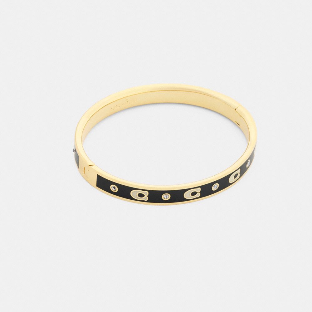 Coach Repeated C Hinged Bangle Gold Black