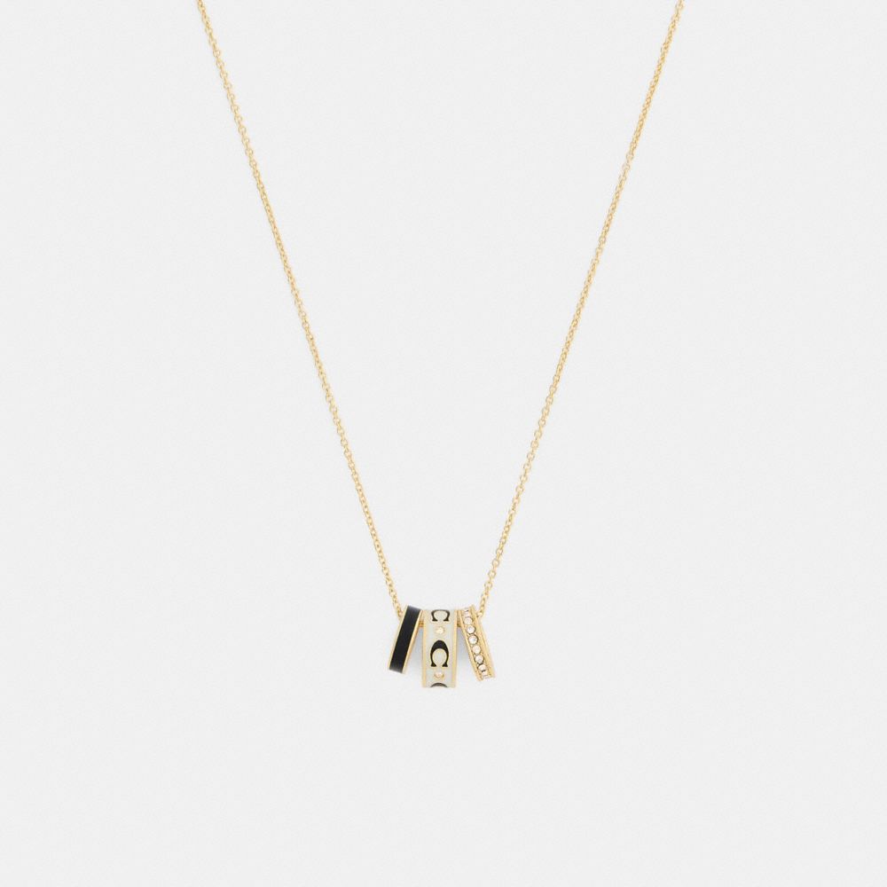 Coach Repeated C Rondelle Necklace Gold Chalk